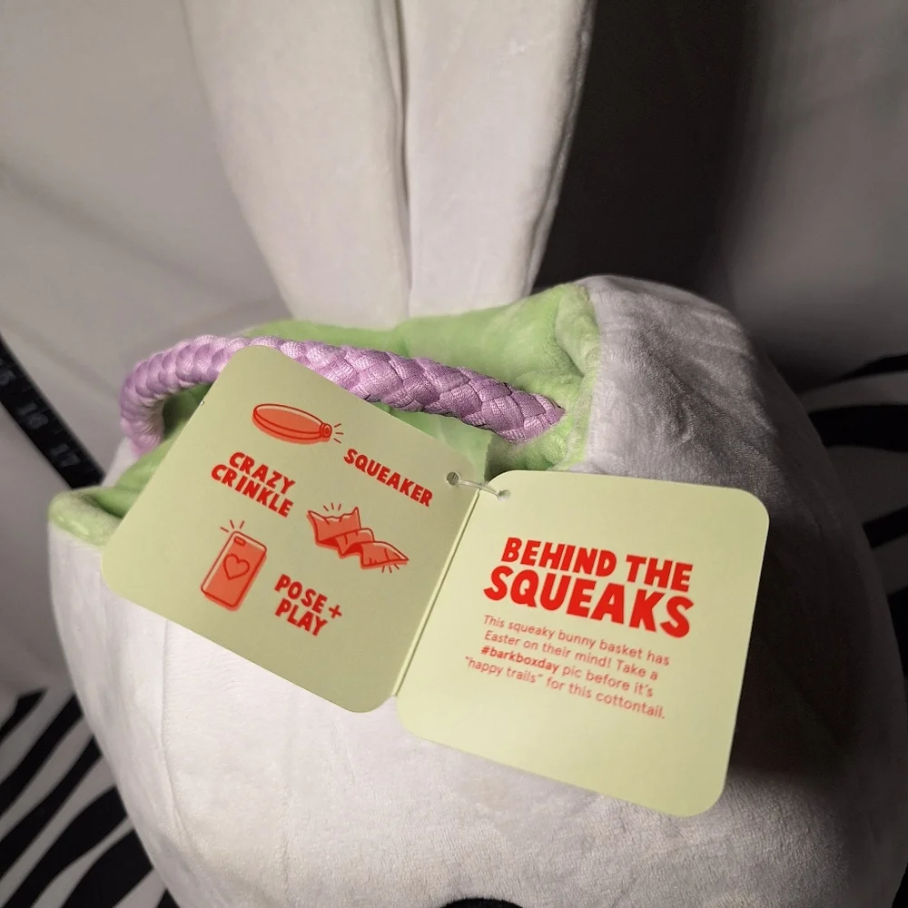 NWT Bark Squeakster Bunny Basket Dog Toy XL